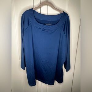 Susan Graver NWOT Essentials Solid Blue Casual Blouse Women's Plus Size 2X